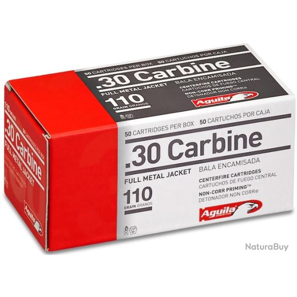 CARTOUCHES AGUILA Calibre .30 M1 Carabine FMJ 110GR X50