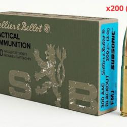 MUNITIONS SELLIER & BELLOT CALIBRE 300 BLACKOUT FMJ SUBSONIC 200gr - 13g x200 