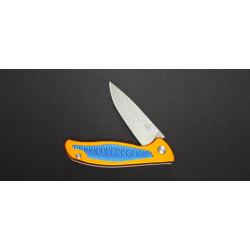 Couteau pliant Puma Tec 306613 manche aluminium orange et bleu lame AISI 440 stonewashed