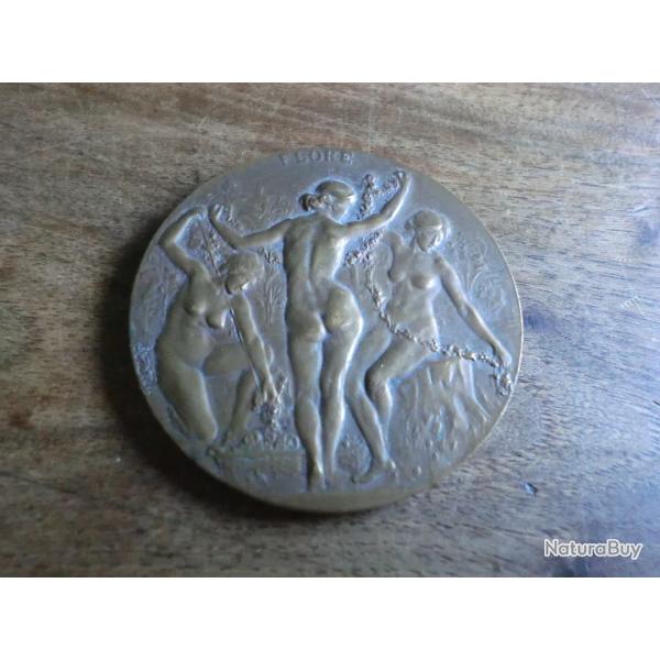 m�daille bronze art nouveau flore /  par lamourdedieu