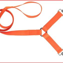 LAISSE 1,30 M SANGLE NYLON 2 CHIENS ORANGE FLUO - COUNTRY