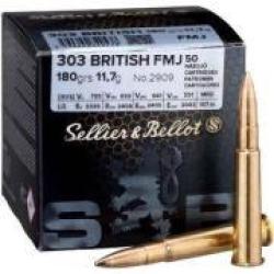 Cartouches Sellier & Bellot calibre 303 BRITISH FMJ 180grs 11.7g x50