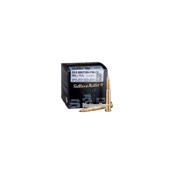 Cartouches Sellier & Bellot calibre 303 BRITISH FMJ 180grs 11.7g x50