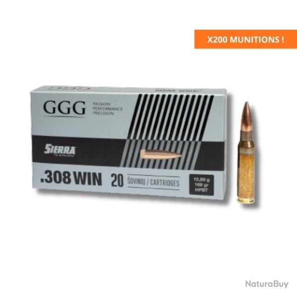 LOT DE BOITE DE .308 168GR HPBT X200 - GGG
