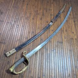 Sabre d'Officier Mod&egrave;le 1821 Solingen XIXe Lame Grav&eacute;e Guerrier Troph&eacute;es d'Armes Galuchat Fourreau