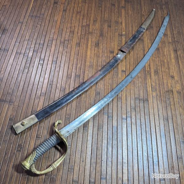 Sabre d'Officier Mod�le 1821 Solingen XIXe Lame Grav�e Guerrier Troph�es d'Armes Galuchat Fourreau