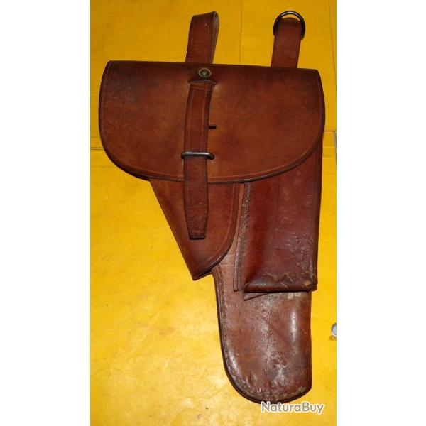 ETUI EN CUIR DE L'ARMEE FRANCAISE POUR PISTOLET MAC 50, PERIODE GUERRE INDOCHINE ,   FABRICATION