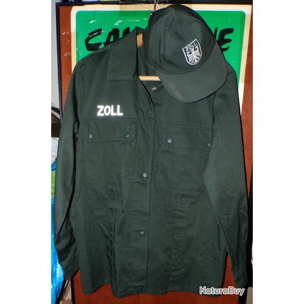 VESTE AVEC CASQUETTE ZOLL� ALLEMANDE , CASQUETTE TAILLE 55 ET LA VESTE 44 SOIT XL ,� ETAT NEUF VOIR
