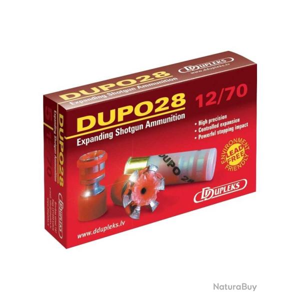 LOT DE 18 BOITES DE 5 BALLES DUPLEKS  DUPO 28 CAL 12X70  EXPANSIVE SANS PLOMB