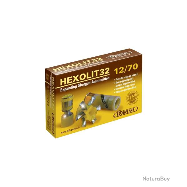 LOT DE 6 BOITES DE 5 BALLES DUPLEKS  HEXOLIT 32 CAL 12X70  GRANDE PUISSANCE D'ARR�T   SANS PLOMB