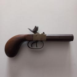 PISTOLET CANON DOUBLE DU 19 &eacute;me si&egrave;cle