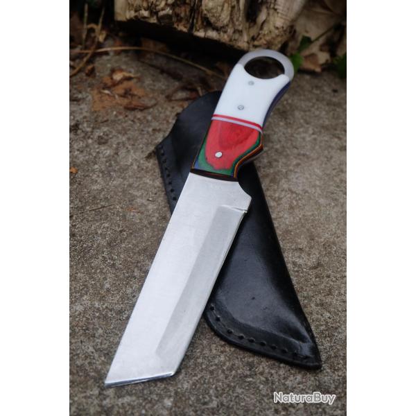 Couteau Karambit Tactical Urbain Lame Tanto Acier Carbone 1055 Satin Manche ABS Etui Fab Artisan 01