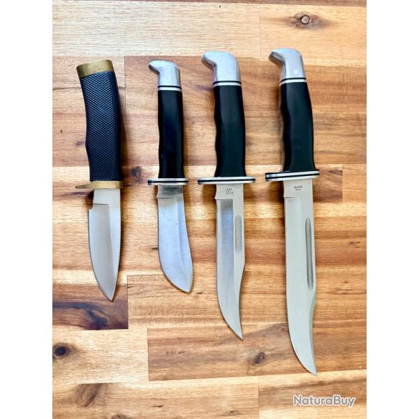 Lot de 4 couteaux Buck USA vintage - 1988 � 1993 - 692, 103, 119 et 120 General