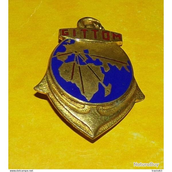 G.I.T.T.O.M , Groupe d'Inst. et Transit des Troupes d'Outre Mer, �mail, dos guilloch�, 2 bol�ros gra