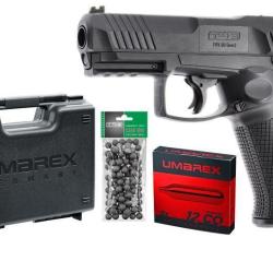 Pack Pistolet de d&eacute;fense UMAREX T4E TPX 50 GEN.2 BLK CO2 19.9Joules 100 billes 5 cartouches de CO2 e
