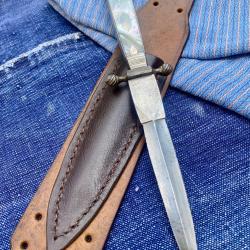 Dague de luxe nacre et argent pour joueur de poker / Gambler / tuxedo dagger silver pearl circa 1920