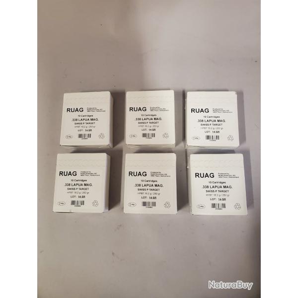 60x munitions 338LM 338 lapua mag ruag swiss P target 250gr