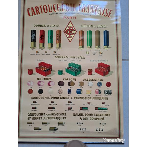 Tr�s belle publicit� ancienne  pour la Cartoucherie Fran�aise Affiche d'origine