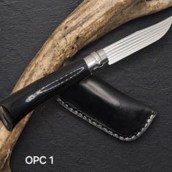 OPC-001 - Opinel N&deg;8 Custom en v&eacute;ritable corne de buffle - &Eacute;tui cuir offert