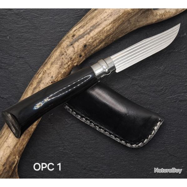 OPC-001 - Opinel N�8 Custom en v�ritable corne de buffle - �tui cuir offert