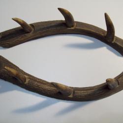 chasse beau rare r&acirc;telier fusil 3 places bois de cervid&eacute;  art populaire