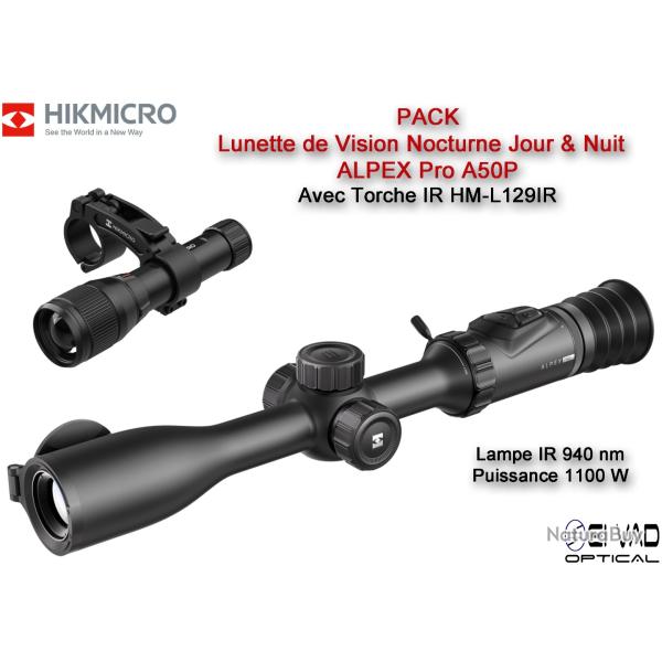 Lunette HIKMICRO de Vision Nocturne ALPEX Pro A50P avec Torche IR 1100 mW
