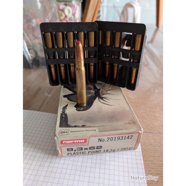 Norma 9.3x62 18,5/285gr pointe plastique