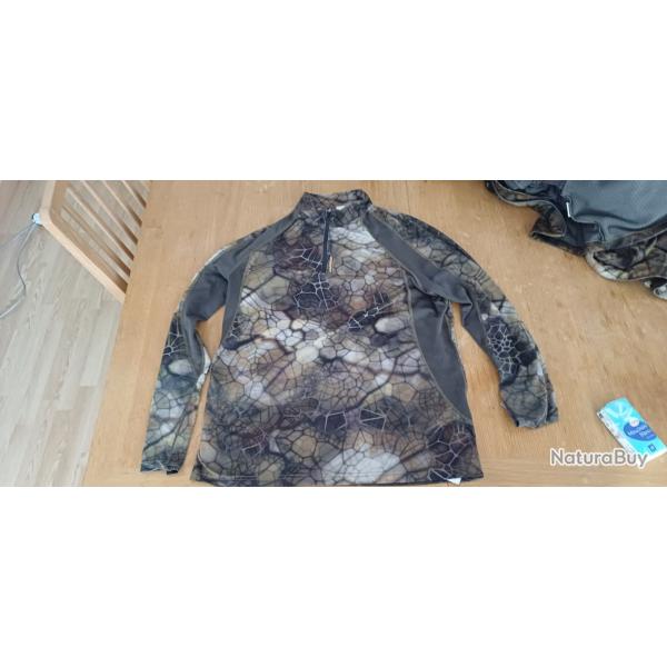 T-shirt � manche longue respirant de chasse Solognac camouflage Furtiv
