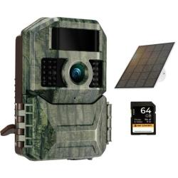 Cam&eacute;ra de Chasse WiFi 4K 48MP Solaire Batterie 6000mAh Carte SD 64Go Vision Nocturne Camo