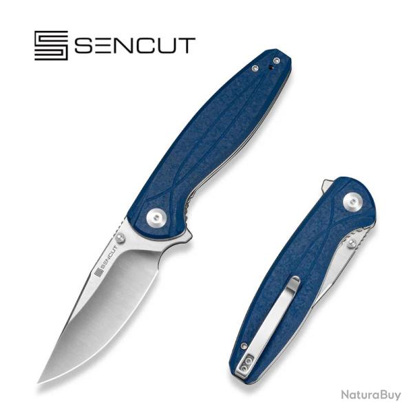 Couteau SENCUT Vyrce Liner Lock Lame Acier D2 Satin Clip Point Manche G10 Shredded Bleu S251042
