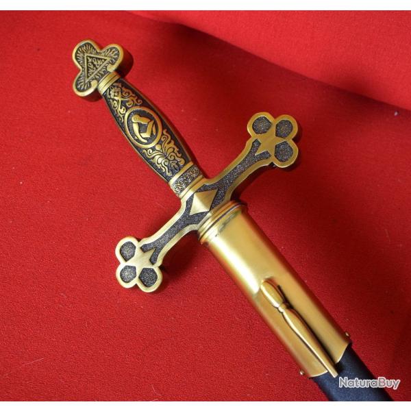 Grande EPEE MACONNIQUE traditionnelle de c�r�monie 95 cm avec garde en bronze dor� et son FOURREAU