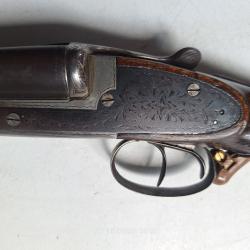 fusil artisanal F. Magand (Saint-&Eacute;tienne) calibre 16 avec ancien &eacute;tui type jambon