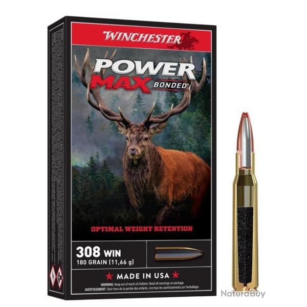 WINCHESTER cal.308 Win Power Max -Boite de 20 180GR (11,7grammes)