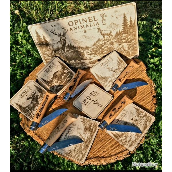 Lot Collection Opinel N�8 Animalia - 5 couteaux + 7 plaques grav�es