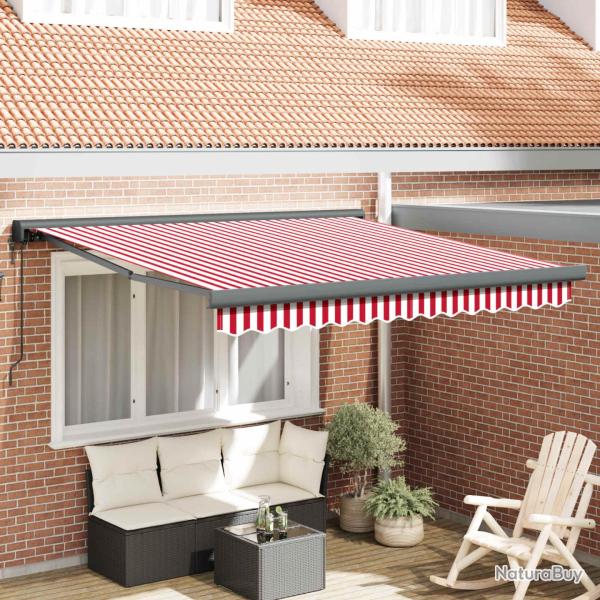 Auvent r�tractable Rouge et Blanc 300 x 250 cm Tissu et M�tal