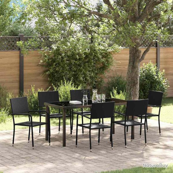 Ensemble de salle � manger pour 7 pcs Noir polyrotin