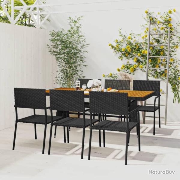 Mobilier � d�ner d'ext�rieur 7 pcs R�sine tress�e Noir