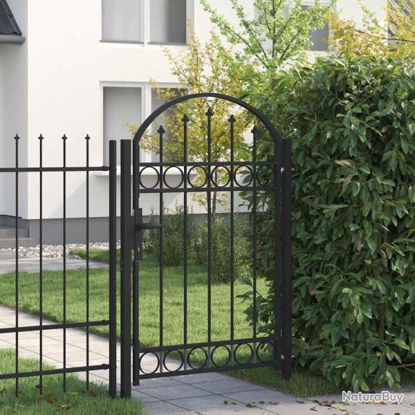 Portail de cl�ture ASSEN avec partie sup�rieure cintr�e en acier 102�x�150�cm noir