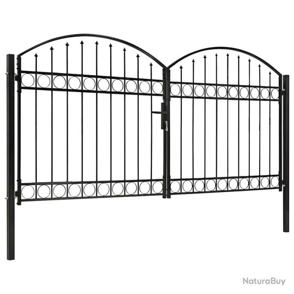 Portail de cl�ture ASSEN � double porte avec arc en acier 300x150 cm