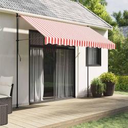 Tissu de remplacement pour auvent rouge et blanc 3x2,5 m polyester