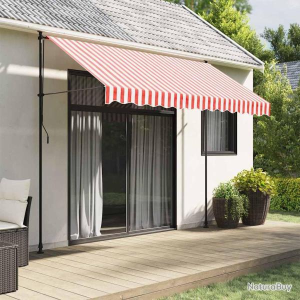 Tissu de remplacement pour auvent rouge et blanc 3x2,5 m polyester