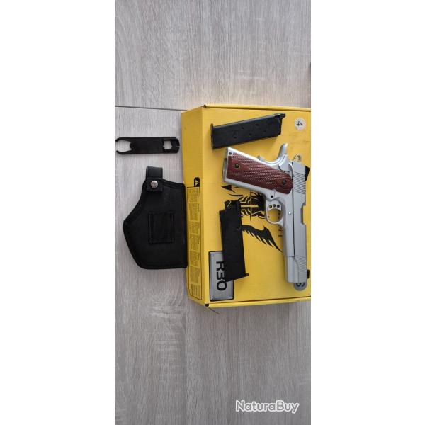 Lot Pistolet 1911 R30 Silver GBB (Army Armament) + Holster + 2 Chargeurs - Pour pi�ces / � r�parer