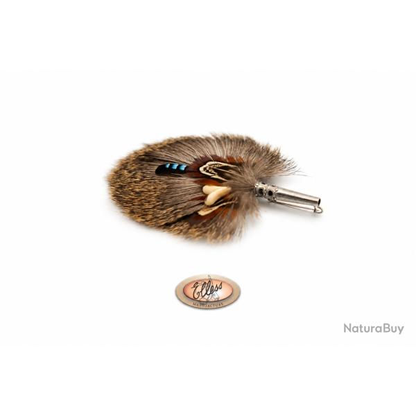 Broche - Plumes sur peau de cerf avec Dents - 11888 - Elless France
