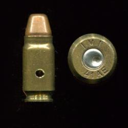 9 mm Action Express - RARE - &eacute;tui laiton bouteill&eacute; de 22 mm - marquage : IMI 41AE - neutralis&eacute;e