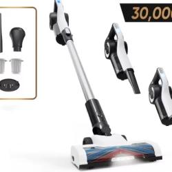 Aspirateur sans fil autonomie de 30000 PA/40 minutes, filtration HEPA efficace, avec phare LED