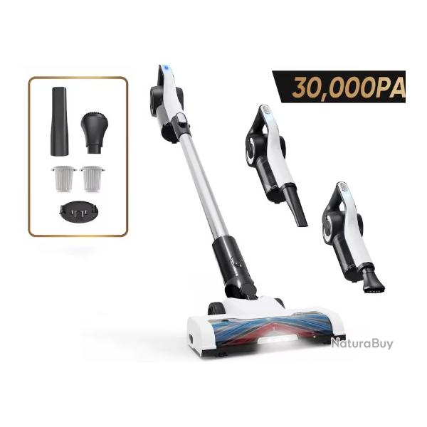 Aspirateur sans fil autonomie de 30000 PA/40 minutes, filtration HEPA efficace, avec phare LED