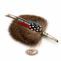 Broche - Plumes sur peau de cerf - Moyenne - 26288 -   Elless France