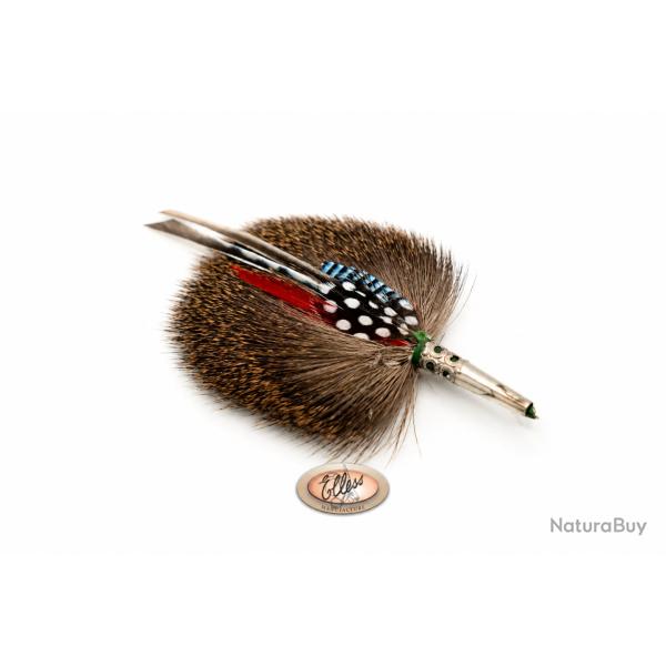 Broche - Plumes sur peau de cerf - Moyenne - 26288 -   Elless France