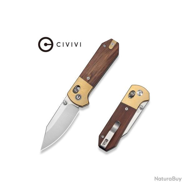 Couteau Civivi Yonder Lame Acier 14C28N Manche Bois Crossbar Lock Ball Bearing CIVC250261