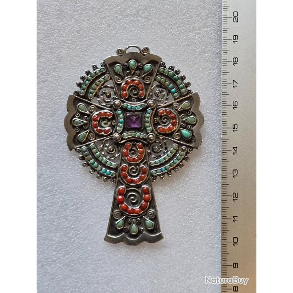 Croix pectorale argent massif sign�e Matilde Poulat